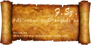 Fürster Szókratész névjegykártya
